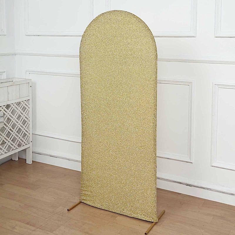 Metallic Fitted Spandex Round Top Wedding Arch Backdrop Stand Cover