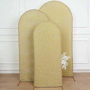 Metallic Fitted Spandex Round Top Wedding Arch Backdrop Stand Cover