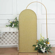 Metallic Fitted Spandex Round Top Wedding Arch Backdrop Stand Cover