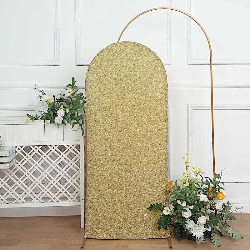 Metallic Fitted Spandex Round Top Wedding Arch Backdrop Stand Cover