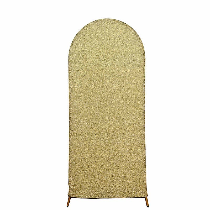 Metallic Fitted Spandex Round Top Wedding Arch Backdrop Stand Cover
