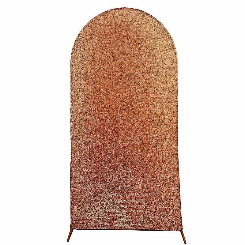 Metallic Fitted Spandex Round Top Wedding Arch Backdrop Stand Cover IRON_STND06_23_L_ANGD