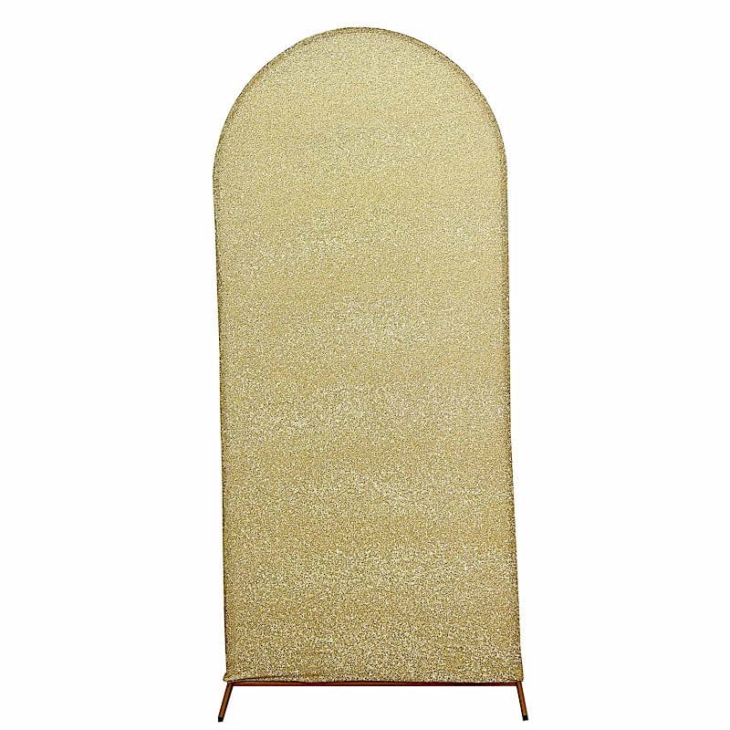 Metallic Fitted Spandex Round Top Wedding Arch Backdrop Stand Cover IRON_STND06_23_M_CHMP