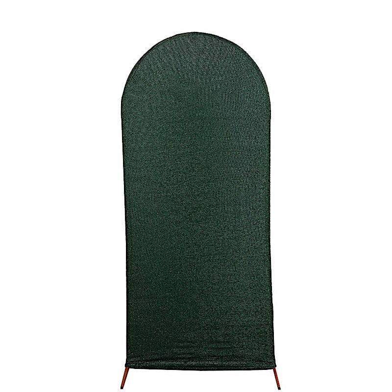 Metallic Fitted Spandex Round Top Wedding Arch Backdrop Stand Cover IRON_STND06_23_M_HUNT