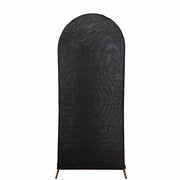 Metallic Fitted Spandex Round Top Wedding Arch Backdrop Stand Cover IRON_STND06_23_S_BLK