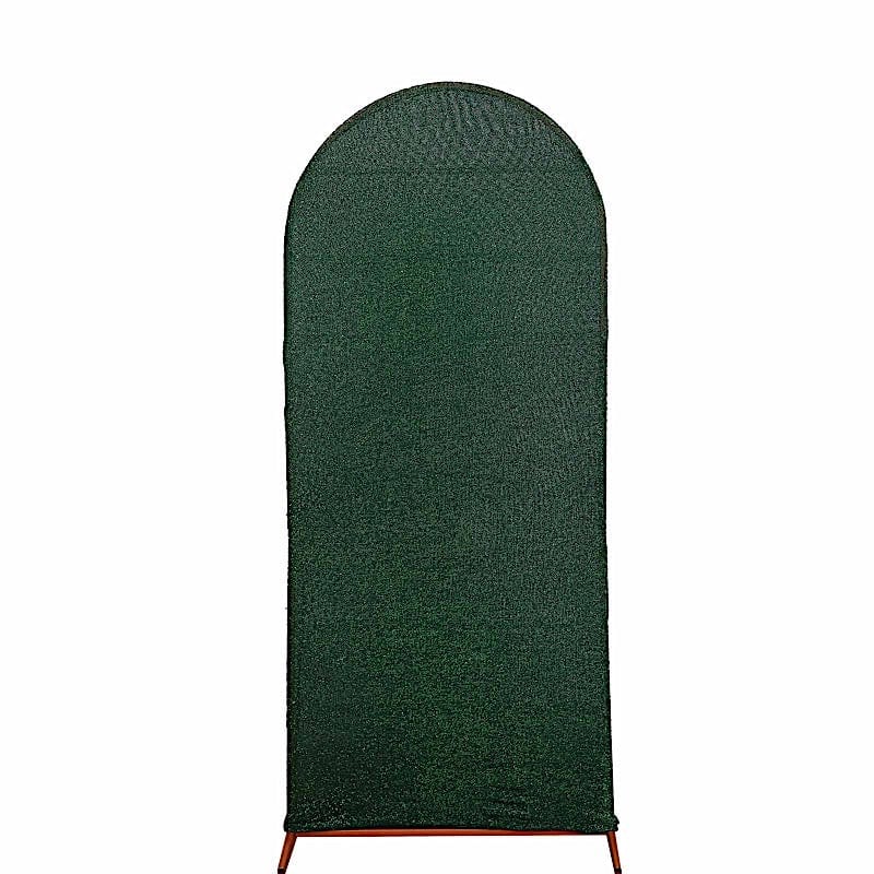 Metallic Fitted Spandex Round Top Wedding Arch Backdrop Stand Cover IRON_STND06_23_S_HUNT