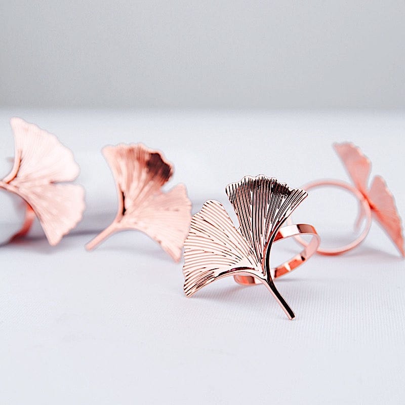 Metallic Napkin Rings with Gingko Leaf Design NAP_RING21_054