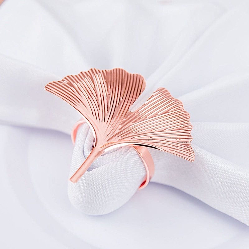 Metallic Napkin Rings with Gingko Leaf Design NAP_RING21_054