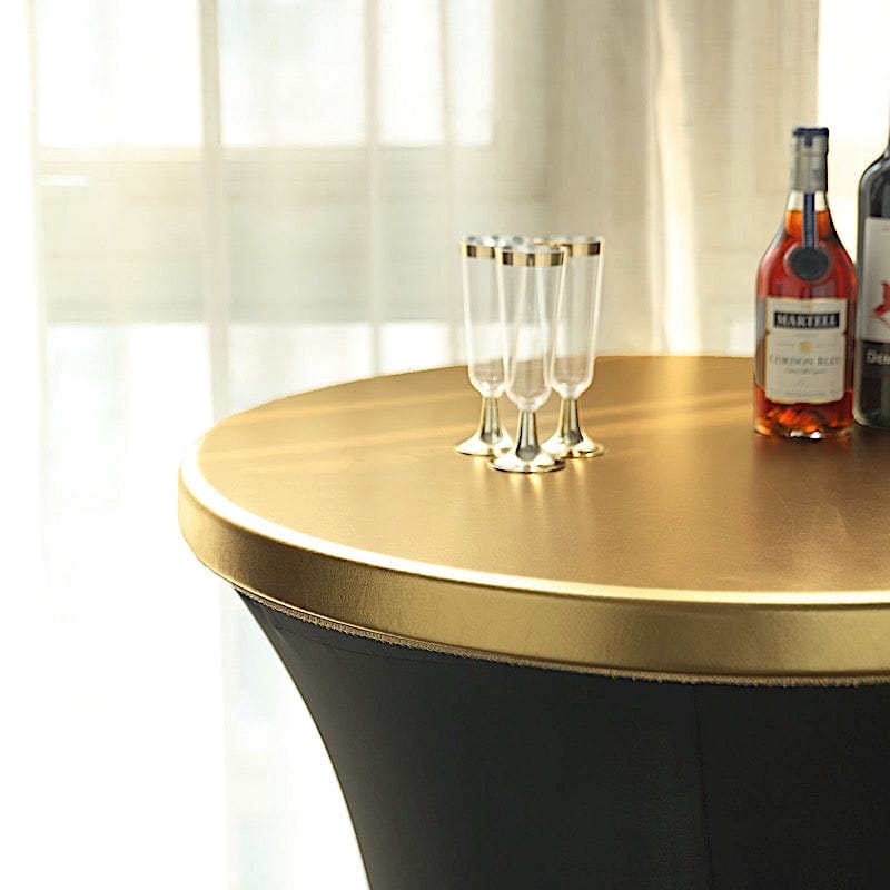 Metallic Spandex Fitted Round Cocktail Table Top Cover