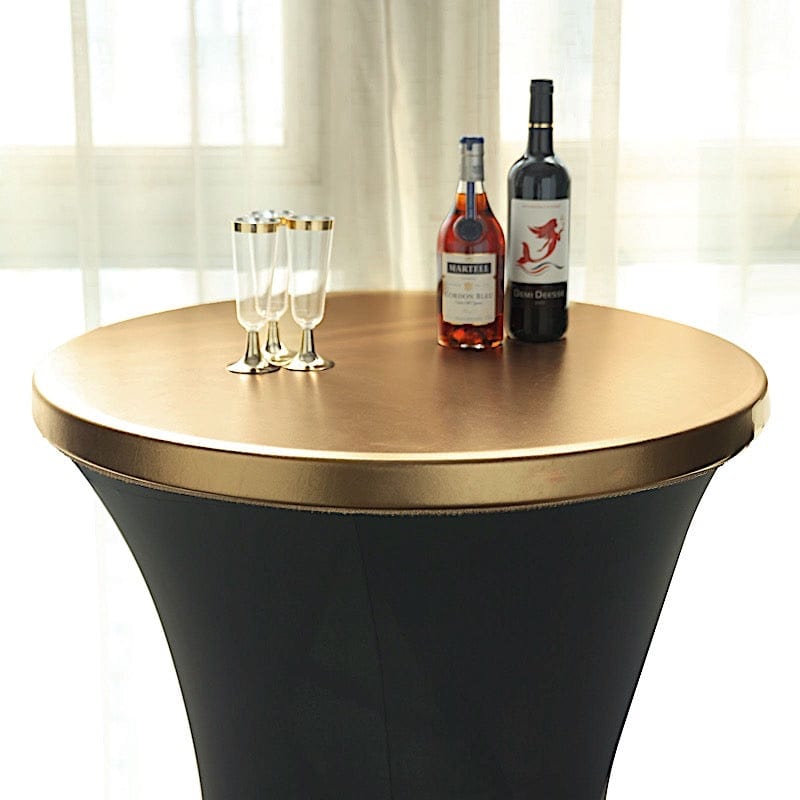 Metallic Spandex Fitted Round Cocktail Table Top Cover