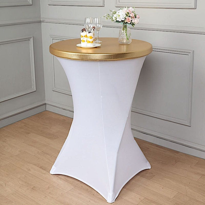 Metallic Spandex Fitted Round Cocktail Table Top Cover