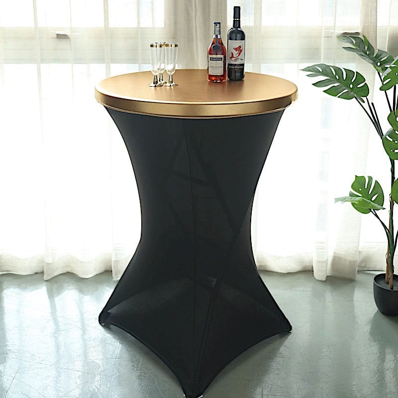 Metallic Spandex Fitted Round Cocktail Table Top Cover