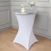 Metallic Spandex Fitted Round Cocktail Table Top Cover
