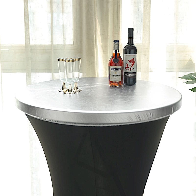 Metallic Spandex Fitted Round Cocktail Table Top Cover