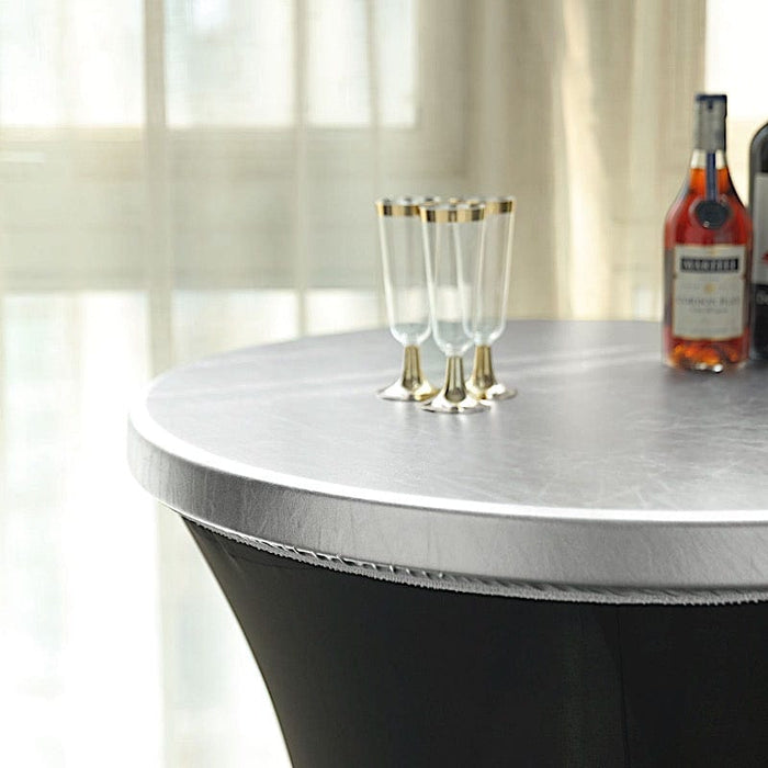 Metallic Spandex Fitted Round Cocktail Table Top Cover
