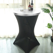 Metallic Spandex Fitted Round Cocktail Table Top Cover