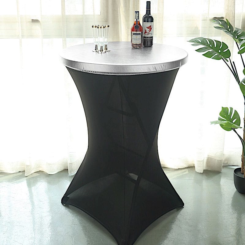 Metallic Spandex Fitted Round Cocktail Table Top Cover