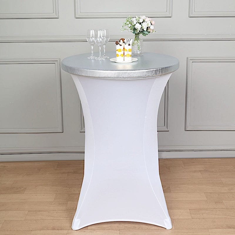 Metallic Spandex Fitted Round Cocktail Table Top Cover
