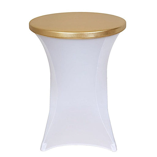 Metallic Spandex Fitted Round Cocktail Table Top Cover TAB_TCOCK_22_GOLD