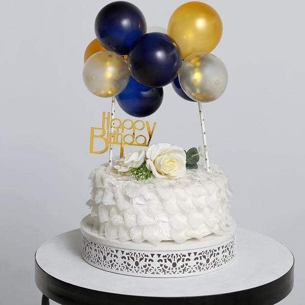 Set Of 9 Balloon Cloud Cake Topper, Mini Balloon Garland For Cake  Decoration - Light Blue | Royal Blue | Silver