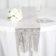 Mirror Foil on Tulle Table Runner RUN_25_SILV