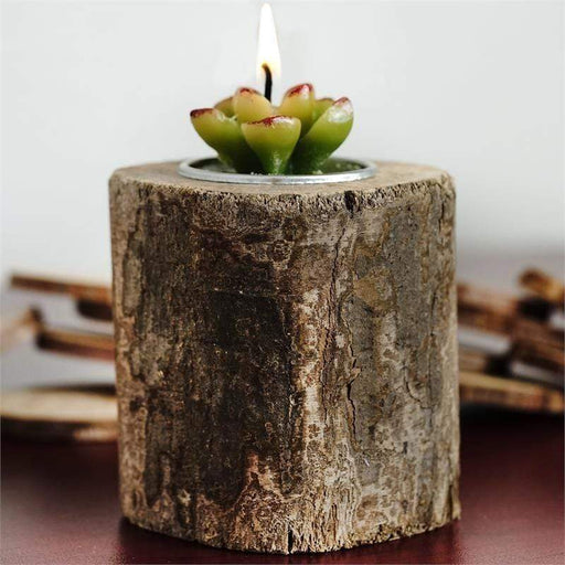 Natural Brown Wood Tea Light Holder Rustic Wedding Party Centerpieces CAND_HOLD_W_NAT