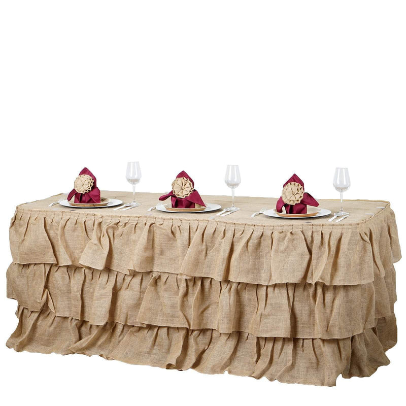 Natural Burlap Ruffled Table Skirt