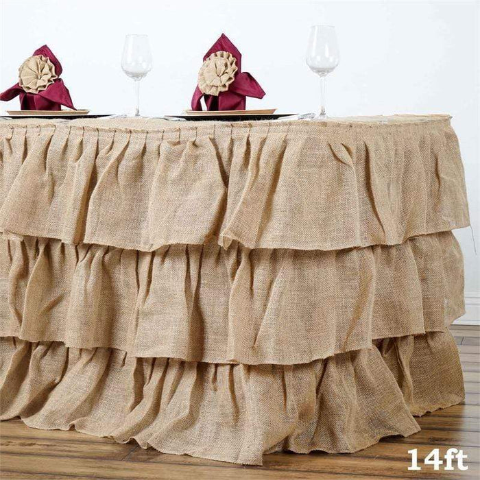 Natural Burlap Ruffled Table Skirt SKT_JUTE_RUF_14