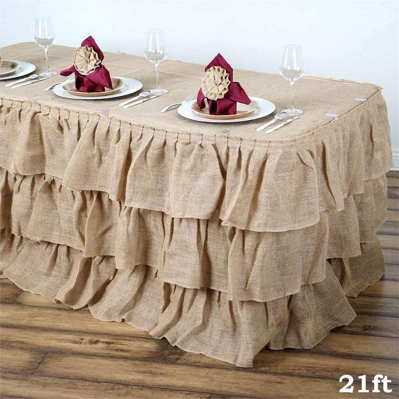 Natural Burlap Ruffled Table Skirt SKT_JUTE_RUF_21