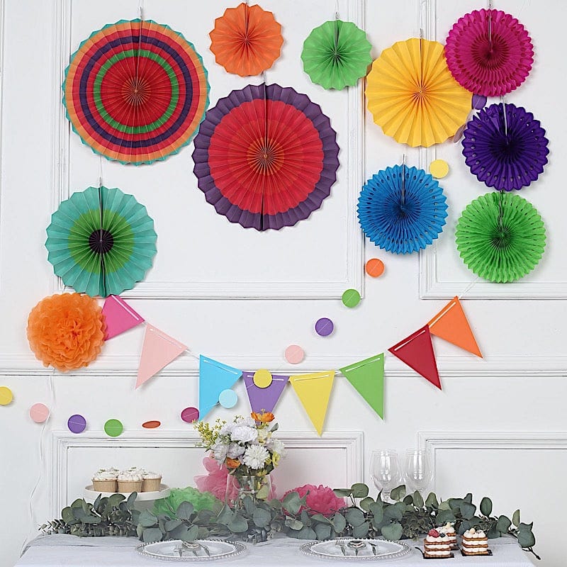 Paper Fans and Garlands with Pom Pom Flowers Backdrop Decorations - Assorted PAP_FAN_012_FSTA