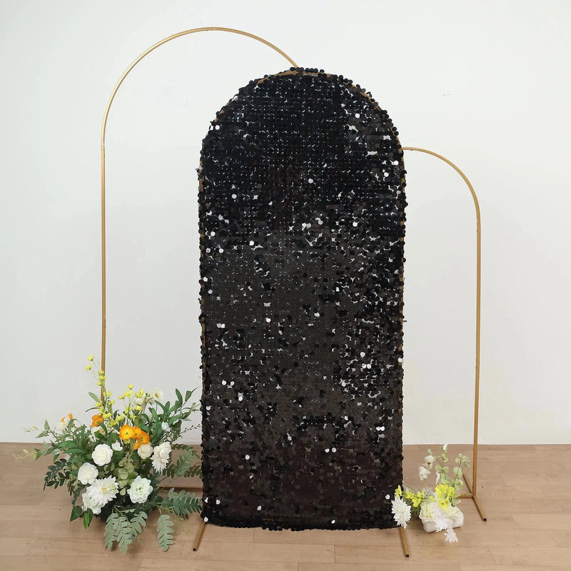 Payette Sequin Fitted Round Top Wedding Arch Backdrop Stand Cover