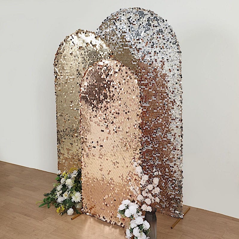 Payette Sequin Fitted Round Top Wedding Arch Backdrop Stand Cover