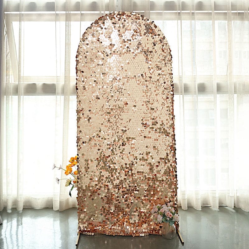 Payette Sequin Fitted Round Top Wedding Arch Backdrop Stand Cover