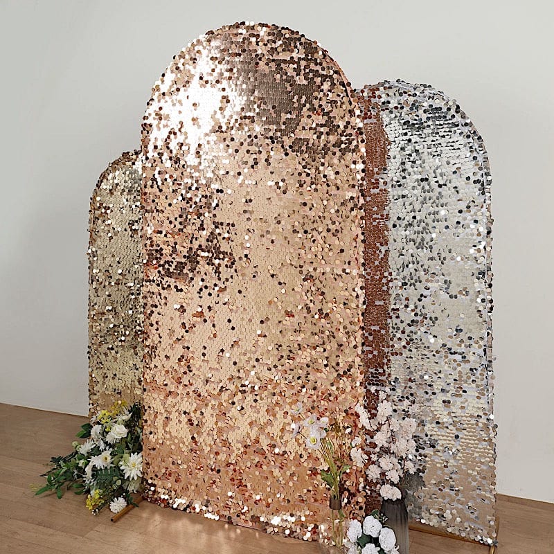 Payette Sequin Fitted Round Top Wedding Arch Backdrop Stand Cover