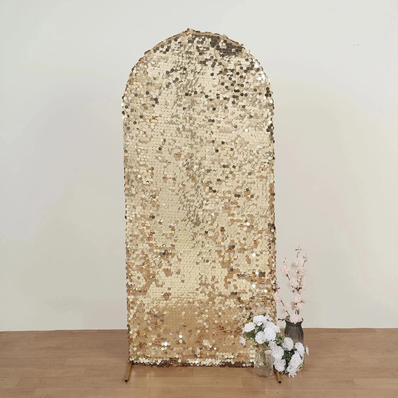 Payette Sequin Fitted Round Top Wedding Arch Backdrop Stand Cover