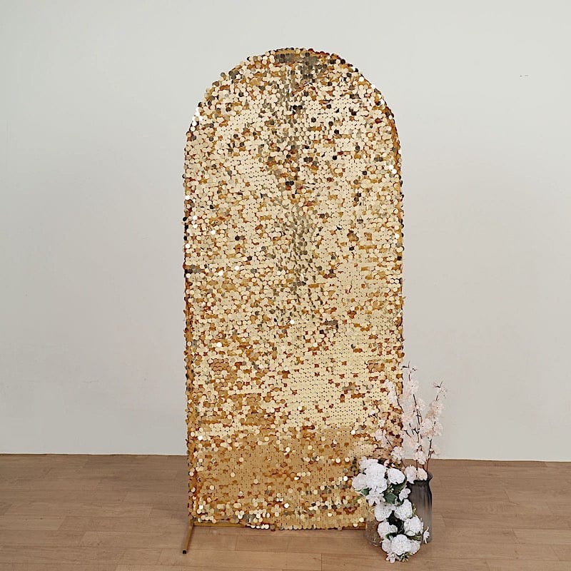 Payette Sequin Fitted Round Top Wedding Arch Backdrop Stand Cover