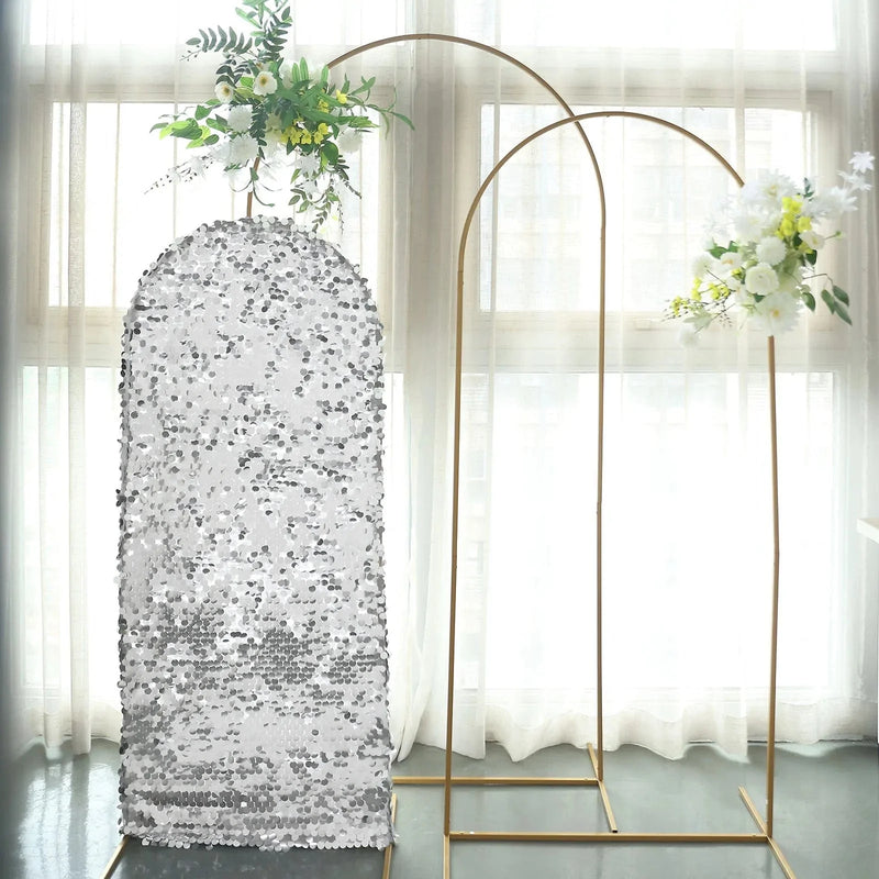 Payette Sequin Fitted Round Top Wedding Arch Backdrop Stand Cover