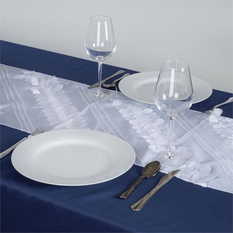 Petals on Taffeta Table Runner RUN_FORR_WHT