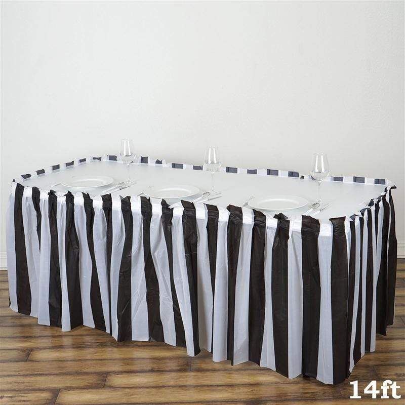 Plastic Stripe Disposable Table Skirt
