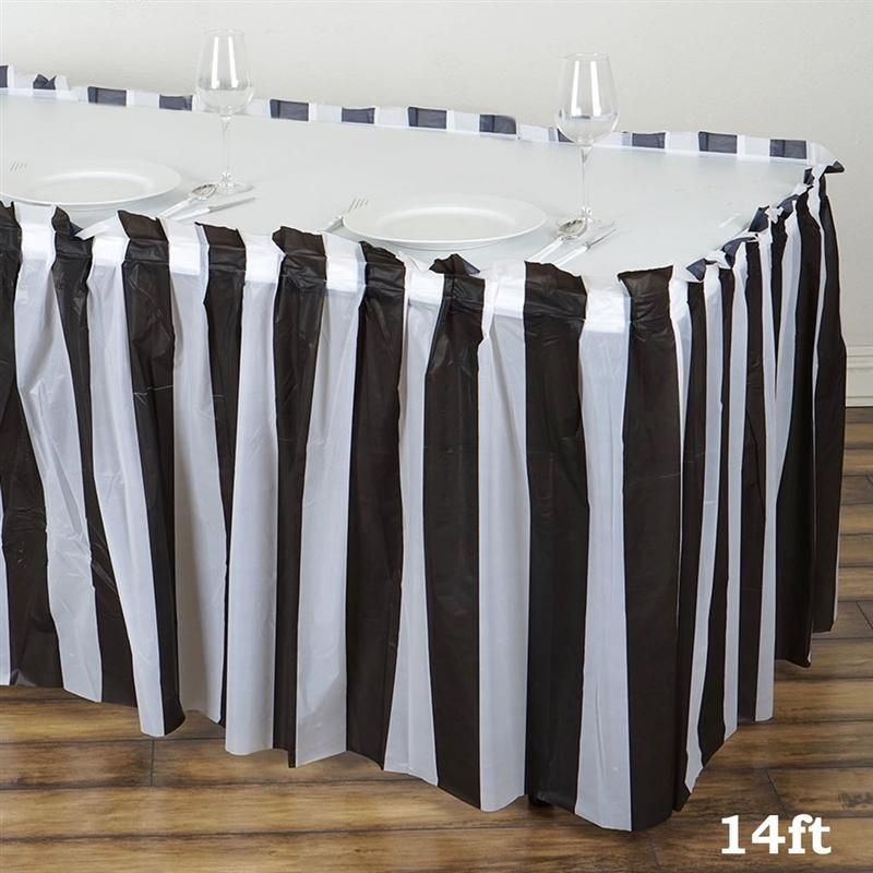 Plastic Stripe Disposable Table Skirt