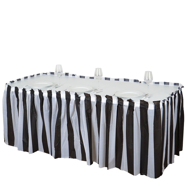 Plastic Stripe Disposable Table Skirt