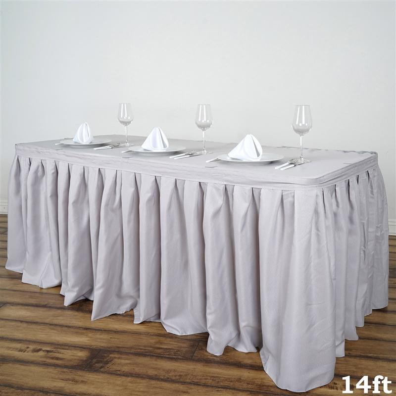 Polyester Banquet Table Skirt SKT_POLY_SILV_14