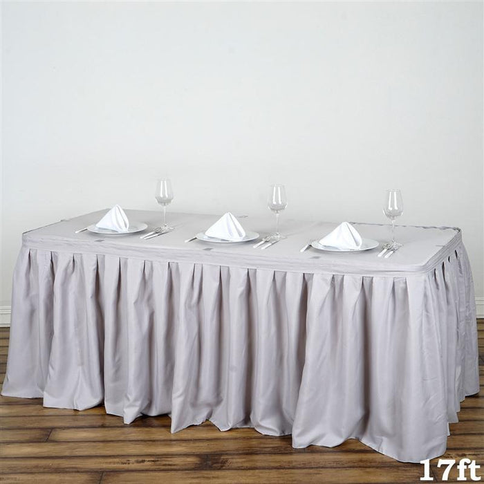 Polyester Banquet Table Skirt SKT_POLY_SILV_17