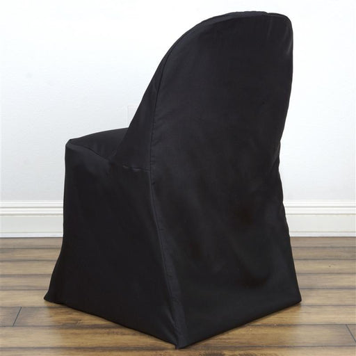 Polyester Folding Chair Cover Wedding Decorations CHAIR_RND_BLK