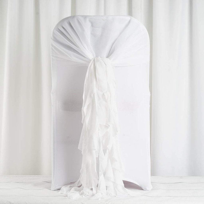 Premium Chair Cover with Curly Chiffon Ruffled Sashes