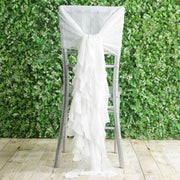 Premium Chair Cover with Curly Chiffon Ruffled Sashes