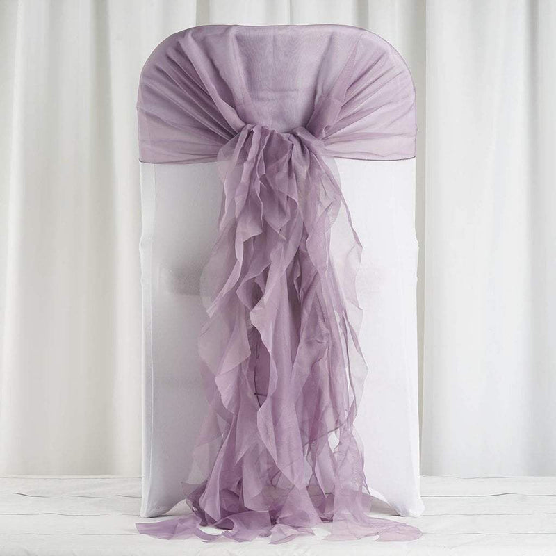 Premium Chair Cover with Curly Chiffon Ruffled Sashes