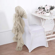 Premium Chair Cover with Curly Chiffon Ruffled Sashes