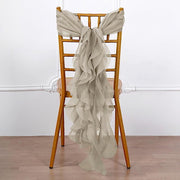 Premium Chair Cover with Curly Chiffon Ruffled Sashes