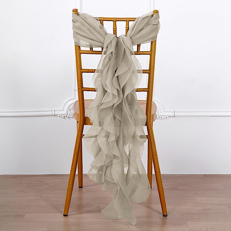 Premium Chair Cover with Curly Chiffon Ruffled Sashes